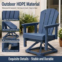 Fauteuil pivotant Adirondack moderne en HDPE, pivotant à 360 degrés, résistant aux intempéries, imperméable, résistant au soleil, pour extérieur, patio, jardin, cour