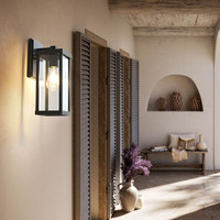 Applique Murale LED Moderne Simple Étanche en Verre et Aluminium E27 pour Extérieur, Balcon, Couloir, Allée, Entrée de Villa, Garage, Blanc Chaud 2700K