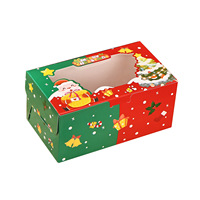 Nouvelle Boîte à Pâtisserie Rectangulaire 2026 pour Noël, 2 Pièces, 4/6 Muffins/Snow-Mochi, avec Fenêtre et Ouverture Facile à Déchirer