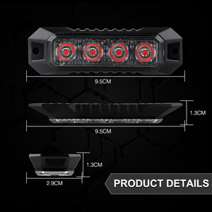 CIGO LED-04K Luce Stroboscopica a 4 LED 1W 12V per Camion, Lampeggiante Rosso Bianco Ambra, Luce di Emergenza - Product Image 4