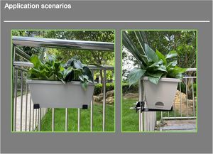 Cubierta de hierro resistente y riel de cerca Caja de maceta universal Soportes para colgar al aire libre Soportes de caja de ventana - Product Image 4