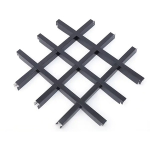 <b>Metal</b> Ceiling <b>Grid</b> Black Aluminum Lattice Panel Industrial Design Artistic Ceilings Fireproof Ceiling <b>Grid</b> - Product Image 1