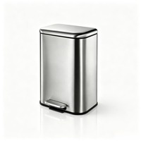 Poubelle à pédale en acier inoxydable 5L 12L 20L 30L 50L, rectangulaire, avec couvercle à fermeture douce, à commande au pied, pour la maison et la cuisine