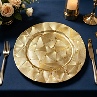 Assiette de présentation ronde en plastique PP de 33 cm, style américain de luxe, motif géométrique personnalisé pigmenté, vente directe usine pour fêtes