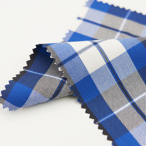 Low MOQ Durable Herringbone Yarn Dyed Check Fabric Soft <strong>Blue</strong> Tone Tartan Rayon Polyester <strong>Material</strong> for Kids School Wear - Product Image 3