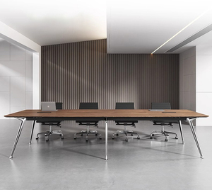 Muebles de oficina modernos, escritorio, sala de juntas, reunión negra, mesa de conferencias con pata de aluminio cromado - Product Image 4
