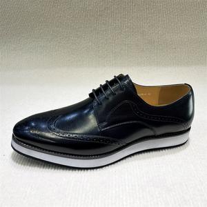 Nuevo estilo de los hombres de punta estrecha bloque estampado de color cuero genuino Oxfords otoño estilo británico zapatos formales antideslizantes - Product Image 6