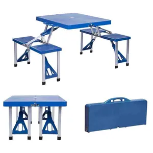 OEM Valise de camping personnalisée en aluminium, légère et pliable, en plastique, pour pique-nique et camping, table pliante avec ensemble de chaises