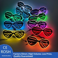 Lunettes en plastique en forme de cœur lumineuses à LED pour Halloween, accessoire de costume pour fête costumée en plein air, lunettes lumineuses clignotantes