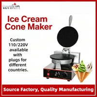 Machine à gaufres électriques commerciale avec contrôle automatique de la température et minuteur, prise EU/UK/US personnalisée pour cornets de crème glacée, crêpes et pancakes