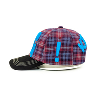 Geruite twill geborduurde baseballcap met aangepast logo, etnische strepen, unisex, verstelbaar, streetwear, dagelijkse pet