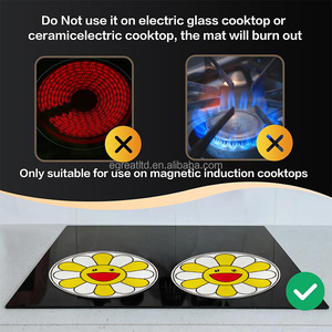Sunflower Pattern Cute Silicone Induction Cooker Mat 22cm Scratch <b>Protector</b> Round Heat Insulated Pad Induction Cooktops Mats - Product Image 4