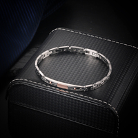 Bracelet Unisexe Italien en Acier Inoxydable, Bijoux Plaqués Or Rose, Logo Personnalisé, Bracelet pour Hommes en Acier Inoxydable