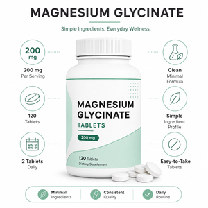 Comprimés de glycinate de magnésium personnalisés, chélate de diphosphate apaisant, pour la mémoire, le sommeil, le soutien immunitaire et la santé osseuse des enfants et des adultes - Product Image 2