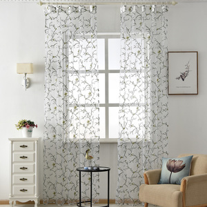 Tenda traforata trasparente con stampa floreale prugna <span class=keywords><strong>verde</strong></span> americana decorazione per la casa rifinita tenda trasparente perforata - Product Image 1