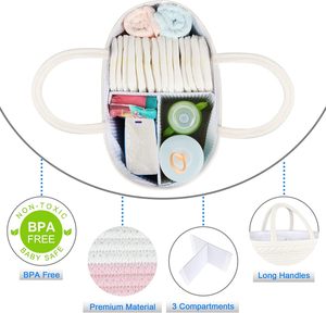 Diaper Caddy Organizer Cotton Rope Nursery Baby Basket <strong>Changing</strong> <strong>Table</strong> Organizer Diaper Nursery Storage Bin - Product Image 3