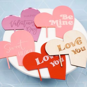 Felice san valentino 'ti amo' acrilico Cake Topper decorazione laterale per feste torta forniture - Product Image 1