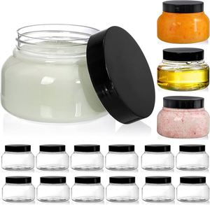 Tarros Cosméticos de Boca Ancha de Plástico PET Transparente de 8oz con Tapa de Rosca de Aluminio para Mantequilla Corporal, Loción, Crema, Gel y Exfoliante de Azúcar - Product Image 1