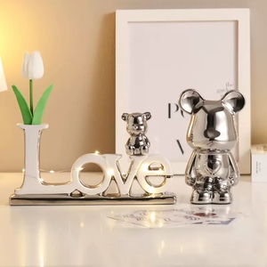 Plateau en céramique <span class=keywords><strong>blanche</strong></span> émaillée en forme d'ours, porte-clés, décoration de meuble TV, décoration de bureau, fait main, Art déco <span class=keywords><strong>moderne</strong></span>, Saint-Valentin/Noël - Product Image 3