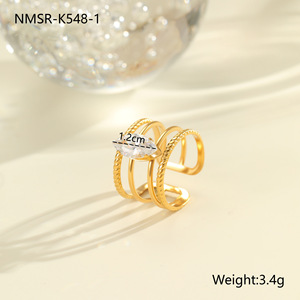 Anillo de Acero Inoxidable con Incrustaciones de Circonio, Chapado en Oro de 18K, Anillo de Lujo Ligero Ajustable, Joyería de Mano - Product Image 5