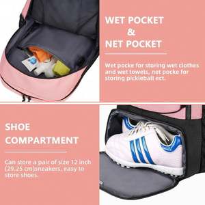 Free Sample Hot New Stylish Custom Large Storage Pickleball <b>Bag</b> with Shoe Compartment <b>Wet</b> Pocket-Fence Hook, Pickleball <b>Bag</b> - Product Image 5