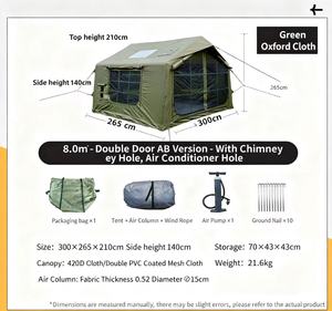 Carpa de Camping Trigone Tipo V para 6-8 Personas, Doble Capa, Tela Oxford Impermeable, Tres Estaciones, Montaje Manual, Una Habitación y Sala de Estar - Product Image 3