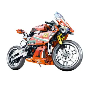新しいマイクロレンガギフトオートバイモデルアセンブリ小さなレンガレーシングスクーター子供の教育玩具ギフトキッズクリエイティブおもちゃ