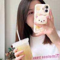 Coque de téléphone portable en silicone 3D stéréoscopique avec support dessin animé populaire pour iPhone 16 15 14 Pro