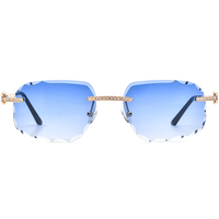 Lunettes de soleil Borregls sans monture pour femmes, marque de luxe, design diamant, lunettes de soleil carrées sans monture pour hommes, verres en nylon dégradé 150267T