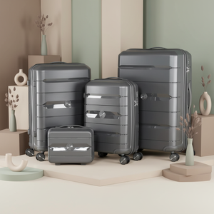 Juego <span class=keywords><strong>de</strong></span> Maletas <span class=keywords><strong>de</strong></span> PP <span class=keywords><strong>de</strong></span> 3 Piezas (14'', 20'', 24'', 28'') con Carcasa Rígida y Logotipo Personalizable para Viajes <span class=keywords><strong>de</strong></span> Negocios y Vacaciones Familiares - Product Image 1