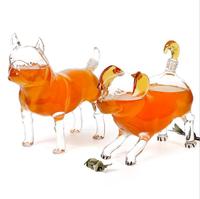 Decantador de whisky de animales de nuevo diseño personalizado, botella de licor de vidrio con forma de perro vacía personalizada única