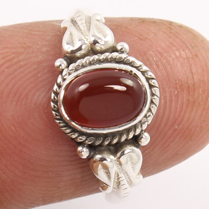 Bagues en argent sterling 925 en cornaline rouge naturelle Bijoux en pierres précieuses Art tribal Toutes les tailles allemandes Bijoux artisanaux - Product Image 2