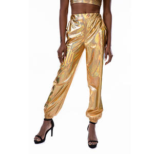 Pantalon Rave brillant pour <span class=keywords><strong>femme</strong></span> <span class=keywords><strong>Vêtements</strong></span> holographiques amples Pantalons argentés Pantalon de danse Wetlook Hip Hop Punk Pantalons de survêtement Streetwear Joggers - Product Image 2