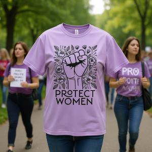 T-Shirt Protetti le Donne, Maglietta da Donna con Collo Tondo e Stampa Floreale, 100% Cotone, Design Empowerment, Per Tutte le Stagioni - Product Image 2