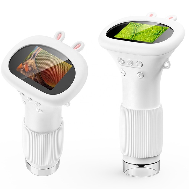 Rechargeable USB Microscope Camera 2" IPS Screen 1000X Handheld Digital Microscopes Toy for Children HD PC Compatible