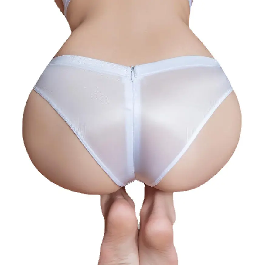 Instahot — string transparent brillant, entrejambe jambe pour femmes, lingerie sexy, culotte ouverte avec fermeture éclair