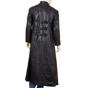 Chaqueta de cuero de última tendencia para hombre y mujer, abrigo de invierno personalizado con bordado, cuello alto, abrigo largo de cuero genuino. - Product Image 2