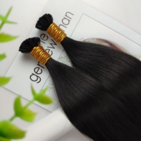 Extensions de cheveux humains vierges à 100% avec pointe en kératine, pointe en V, lisses, double trame, cheveux Remy non traités, fabrication à l'aide d'un appareil à ultrasons