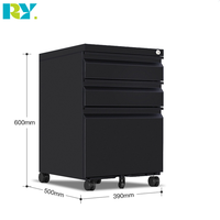 Armoire de classement commerciale en acier à 3 tiroirs entièrement assemblée, design moderne noir avec serrure à clé pour l'école et le bureau à domicile