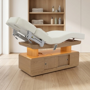 <span class=keywords><strong>Table</strong></span> <span class=keywords><strong>de</strong></span> <span class=keywords><strong>massage</strong></span> électrique à 4 moteurs, design moderne, cadre en bois, usage commercial, éponge haute densité, entièrement chauffée, pour soins du visage et esthétique - Product Image 2