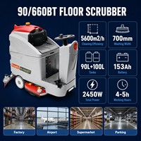 Nettoyeur de sols autoporté DIKE avec réservoir de solution de 90 L, réservoir de récupération de 100 L, autonomie longue durée 90-660BT