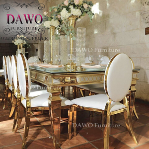 Set tavolo da pranzo mobili sala da pranzo 10 posti in acciaio inox tavolo da pranzo in <span class=keywords><strong>vetro</strong></span> - Product Image 2