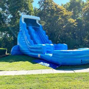 Надувная водная горка-батут синяя 40 футов, надувная горка для взрослых с бассейном для детей - Product Image 4