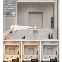 Saklar Sensor Sentuh LED Cermin Anti Kabut Rumah Tangga DC12V 2A Satu Warna/Tiga Warna Opsional dengan braket untuk Cermin Kamar Mandi