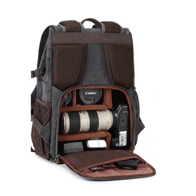 Multifunctional Canvas Camera Backpack Waterproof Anti-shock Camera Bag for DSLR Camera Lens Tripod  Photography Stylish Bags