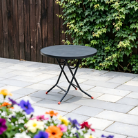 Table de patio ronde pliable en WPC avec cadre en aluminium moderne, imperméable, anti-UV, gain de place, pour extérieur, bistrot, café, balcon, jardin