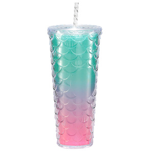 Tasse à double paroi créative de grande capacité, de haute qualité, avec dégradé de couleurs, nouvelle, grande, en forme d'écailles de poisson - Product Image 6