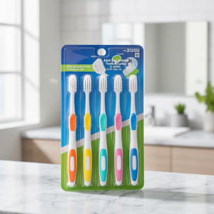 Adult Dual Bristled Toothbrushes 5 Pack Premium Oral Care <b>Brush</b> For Daily Use - Product Image 3