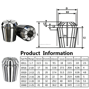 Rentang Penjepit Lebar Penggantian Alat Mudah ER25 ER32 ERS SDC Collet Shank Lurus untuk Mesin Milling - Product Image 3