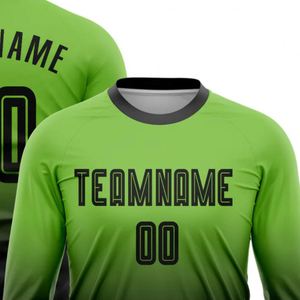 Green Black <b>Long</b> Sleeve Soccer Jersey Football Athletic Shirt Breathable Quick Dry Performance <b>Match</b> Training Uniform Men Teams - Product Image 4